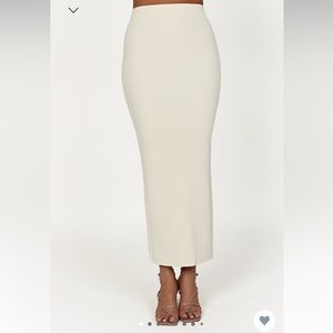 Meshki - Kaesha Split Maxi Knitted Skirt - Bone (size small)